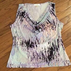 Calvin Klein Blue and Pink Ruched Tank Top